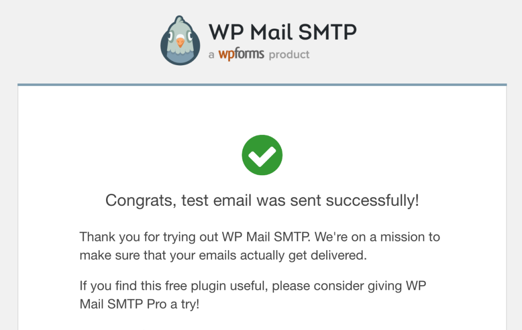 WP Mail SMTP 测试成功